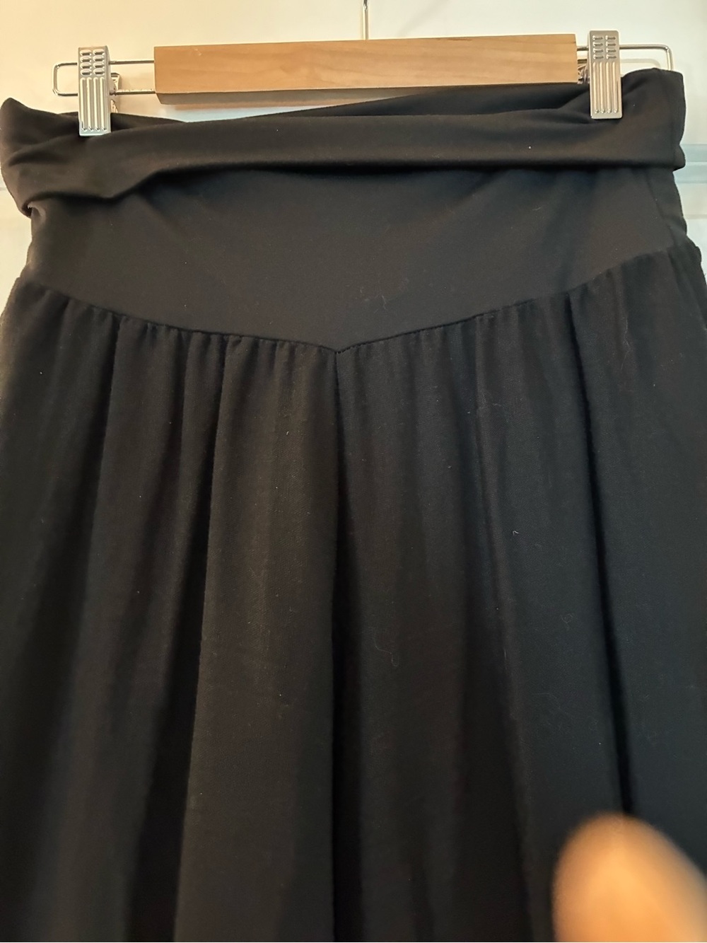 Black Women's Pants with Fold-Over waist